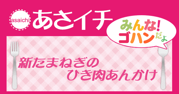 あさイチ みんな！ゴハンだよ 作り方 材料 レシピ 新たまねぎのひき肉あんかけ