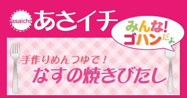 あさイチ みんな！ゴハンだよ 作り方 材料 レシピ 手作りめんつゆ なすの焼びたし