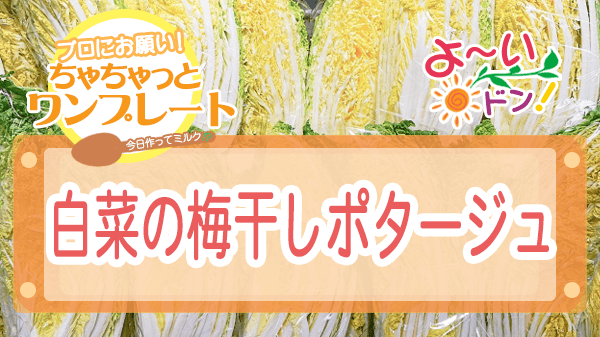 よーいドン ちゃちゃっとワンプレート 白菜レシピ 白菜の梅干しポタージュ